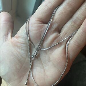 Fully adjustable rhodium plated sterling silver chain necklace